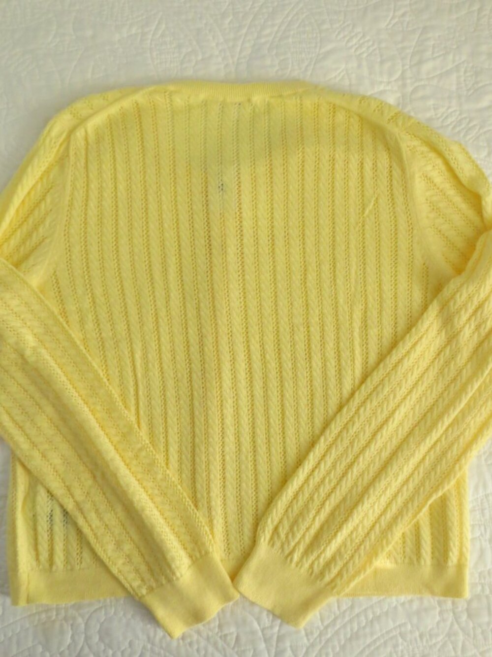 GAP Yellow Pointelle Button Front Summer Cotton Cardigan - Picture 6 of 11